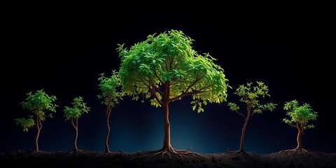 Timelapse of a tree growing, showing sequential stages of development,  branches,  plant photography