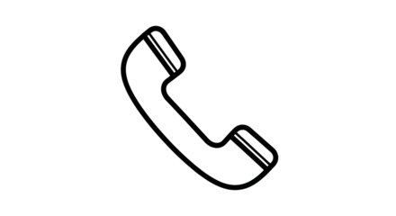 Simple line art illustration of a classic telephone receiver for communication and connection concepts and designs on transparent background