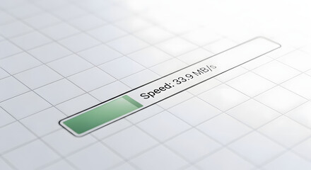 Loading Data Transfer Speed Indicator with Progress Bar on Grid Background