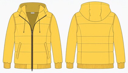 Naklejka premium Yellow Vest or Jacket Mockup for Product Design - Work Attire Template for Logo Placement and Branding - Print Technical Outline for Corporate Merchandise