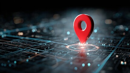 red marker digital city map