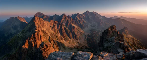 Tableau sur toile Coucher de soleil sunset in the mountains  Panoramic View of theMountains at Sunrise  © DyahTri