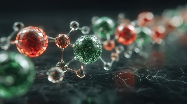 vibrant molecule model spheres and bonds