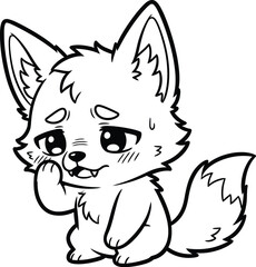 Cute cartoon fox character with an anxious expression