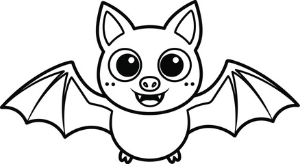 Cute cartoon bat with big eyes and wings illustration
