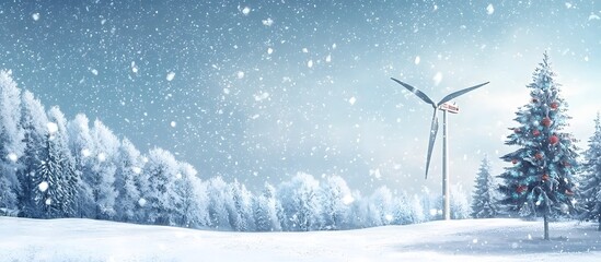 Windmill at winter landscape