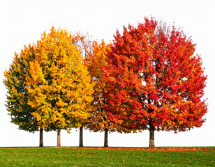 PNG Colorful autumn trees in line