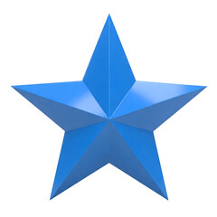 Obraz premium Three-Dimensional Blue Geometric Star with Faceted Design on White Background