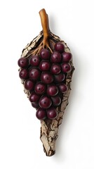 Bunch of Grapes Sculpture, Wood Carving, on White Background, Abstract Image, Texture, Pattern Background, Wallpaper, Smartphone Cover and Screen, PC, Laptop, 9:16 and 16:9 Format