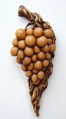 Bunch of Grapes Sculpture, Wood Carving, on White Background, Abstract Image, Texture, Pattern Background, Wallpaper, Smartphone Cover and Screen, PC, Laptop, 9:16 and 16:9 Format
