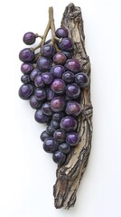 Bunch of Grapes Sculpture, Wood Carving, on White Background, Abstract Image, Texture, Pattern Background, Wallpaper, Smartphone Cover and Screen, PC, Laptop, 9:16 and 16:9 Format