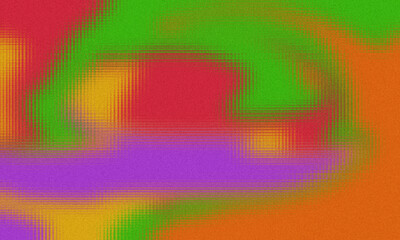Fototapeta premium Abstract textured background with a grainy, psychedelic pattern in vibrant colors including red, green, orange, and purple.