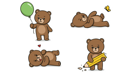 Fototapeta premium Cute Teddy Bear Characters Set