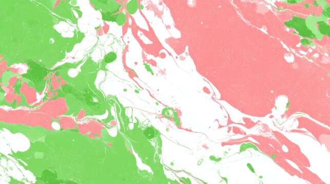 Surreal fluid forms watercolor wave pattern with mint green and pale pink ink
