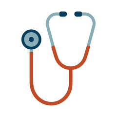 Flat icon of a stethoscope with blue and orange colors