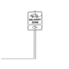 Delivery zone road sign in continuous line drawing style