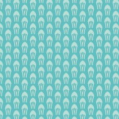 Minimalist seamless pattern in pastel teal with abstract, stylized organic shapes, offering a clean and modern background