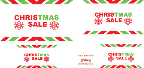 Festive christmas sale banners with candy cane stripes and holly accents