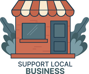 Support Local Business Storefront Icon – Small Shop Illustration