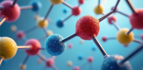 Abstract molecular structure with colorful spheres and connecting rods