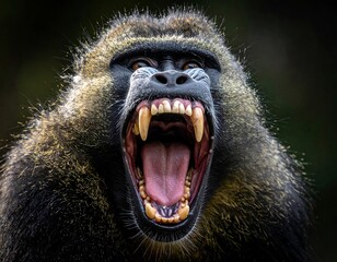 Close Baboon Angry Face 