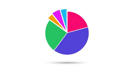 Colorful pie chart representing data analysis, business analytics, and statistical information with different segments and colors