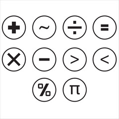 Basic Mathematics Symbols And Operators Icon Set