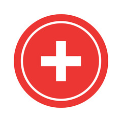 Obraz premium Red circle with white cross plus