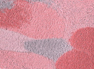Pink background. Pink aesthetic. Pink and gray cosmetic clay. Natural texture from loam and silt. Healing natural silica earth. Beauty and cosmetology background. For skin and face. Pink layout.