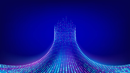 Big data transfer digital technology particle on glowing background