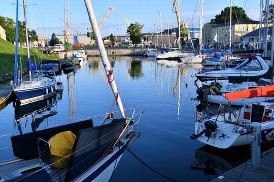 Klaipėda, Lithuania &ndash; August 1, 2025: Yacht Club near Klaipėda City Castle, Lithuania