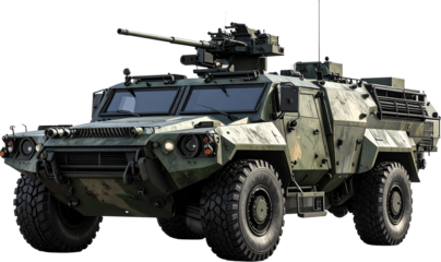Armored Military Vehicle 3D PNG Transparent Background