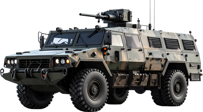 Armored Military Vehicle 3D PNG Transparent Background