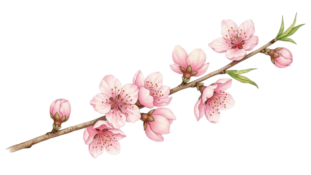 Delicate peach blossoms on a branch bring spring's beauty and promise