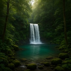 Majestic Waterfall Cascading Through Lush Rainforest