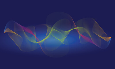 Colorful flowing abstract waves on blue background