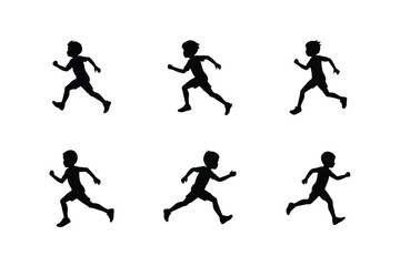 Running Boy Silhouette, Sprinting Boy Silhouette, Active Boy Silhouette, Kids Running Pose, Boy in Motion Silhouette