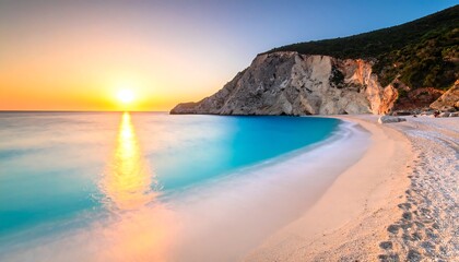 Obraz premium Stunning sunset over a tranquil beach