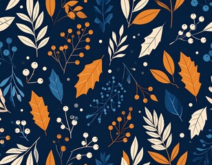 Autumnal foliage pattern on a dark background