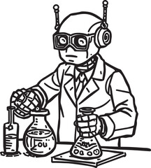 A diverse set of vector illustrations showing robots in creative, caregiving, coding, farming, and transport roles. EPS-ready line art for education, innovation, and future lifestyle themes.