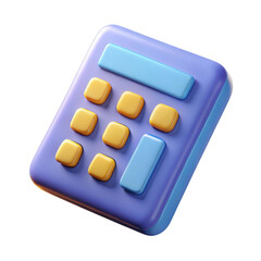 3d cartoon calculator model isolated on transparent background