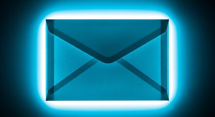 Glow envelope icon for web, mail symbol, digital contact sign