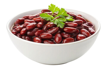 Delicious bowl of vibrant red kidney beans with fresh parsley garnish, a healthy meal ready to eat