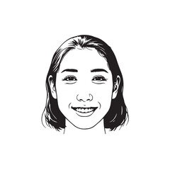 Black and white close up illustration of a beautiful woman face minimalist elegant line art drawing