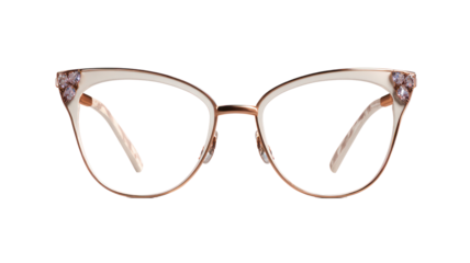 Elegant cat eye glasses with floral detail isolated on transparent background