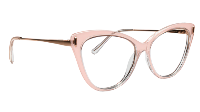 Stylish cat eye eyeglasses with pink frames isolated on transparent background