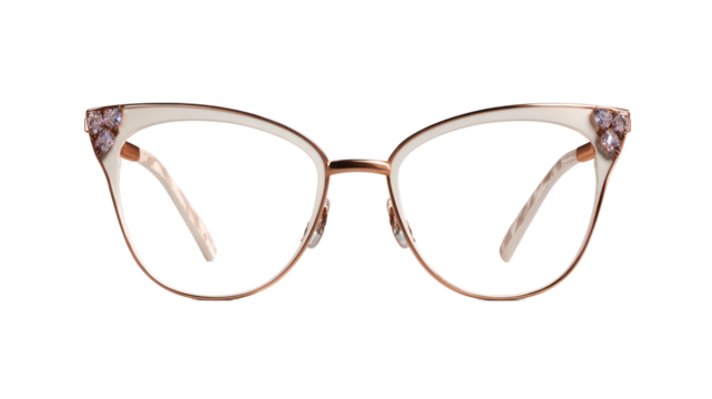 Elegant cat eye glasses with floral detail isolated on transparent background