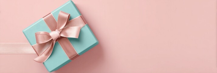 Stylish pastel gift box adorned with a delicate pink ribbon, perfect for celebrating special occasions or expressing heartfelt emotions to loved ones.