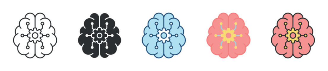 Machine Learning Icon Set Multiple Style Collection