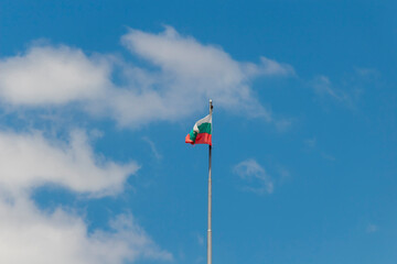 Bulgarian flag waving against the sky.